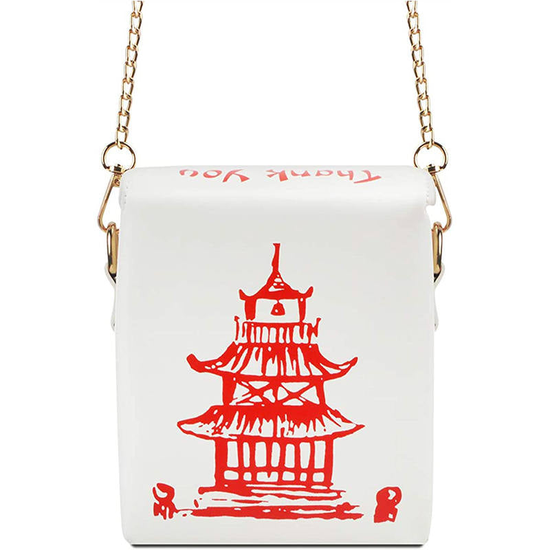 Fashion Crossbody Bag Chinese Takeout Box Style Clutch Bag for Girl-White