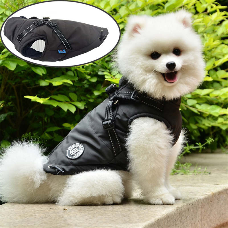 Dog Vest Harness for Winter Windproof Fleece Lined Warm Puppy Jacket-DarkGrey