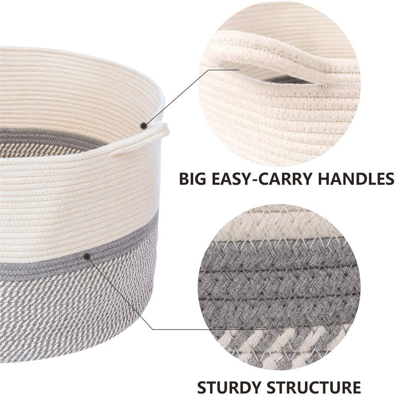 Extra Large Cotton Rope Woven Basket Clothes Storage Basket with Handles