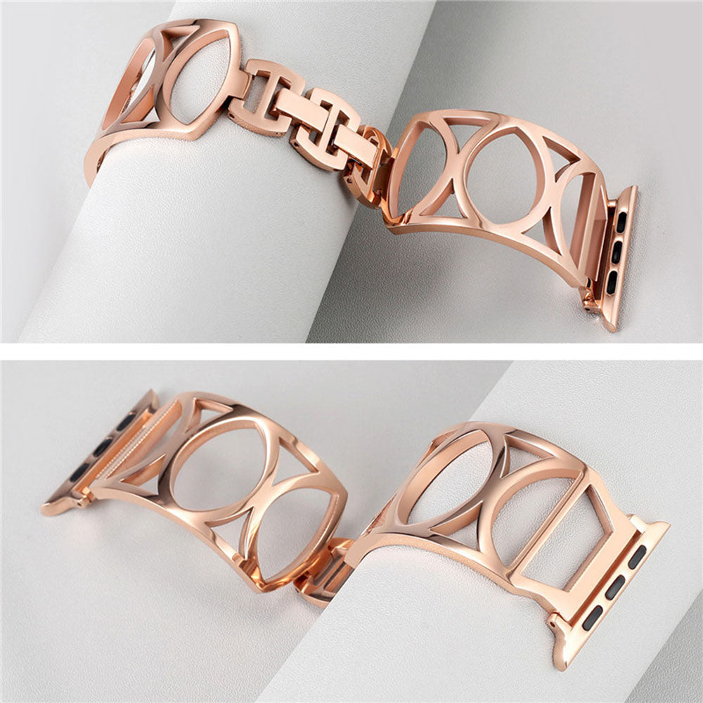 Fashion Hollow Metal Watch Band For Apple Watch SE/6/5/4/3/2/1(Rose Gold)