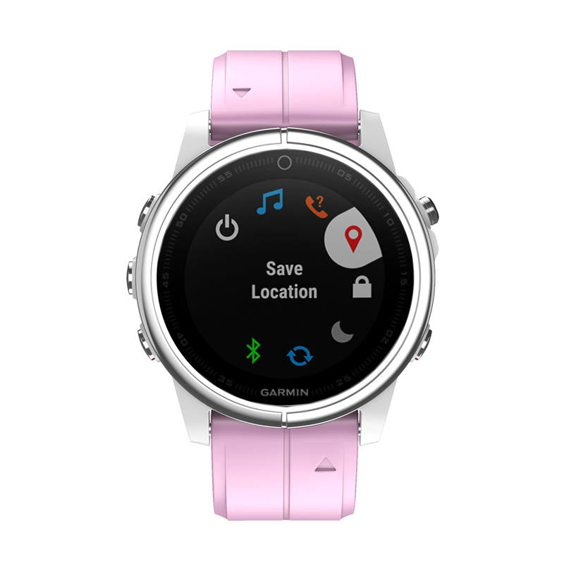 Silicone Replacement Band 20mm Quick Release Easy Fit For Garmin Fenix 5S/5S Plus/6S/6S Pro Smartwatch Black Steel Buckle-Pink