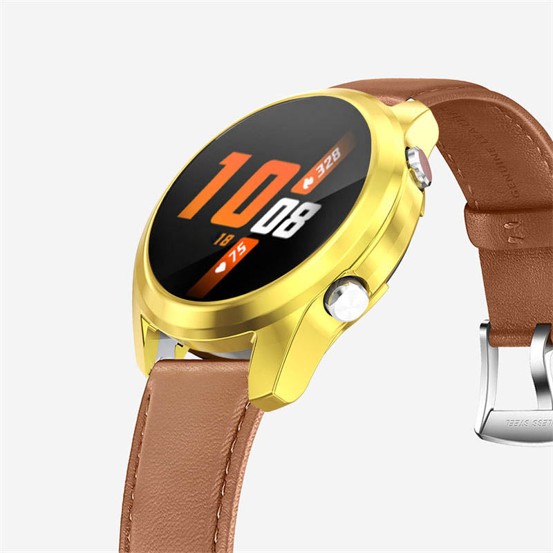 TPU Screen Protector Case For Huawei Watch GT2 42mm&46mm with HD Tempered Glass-Gold