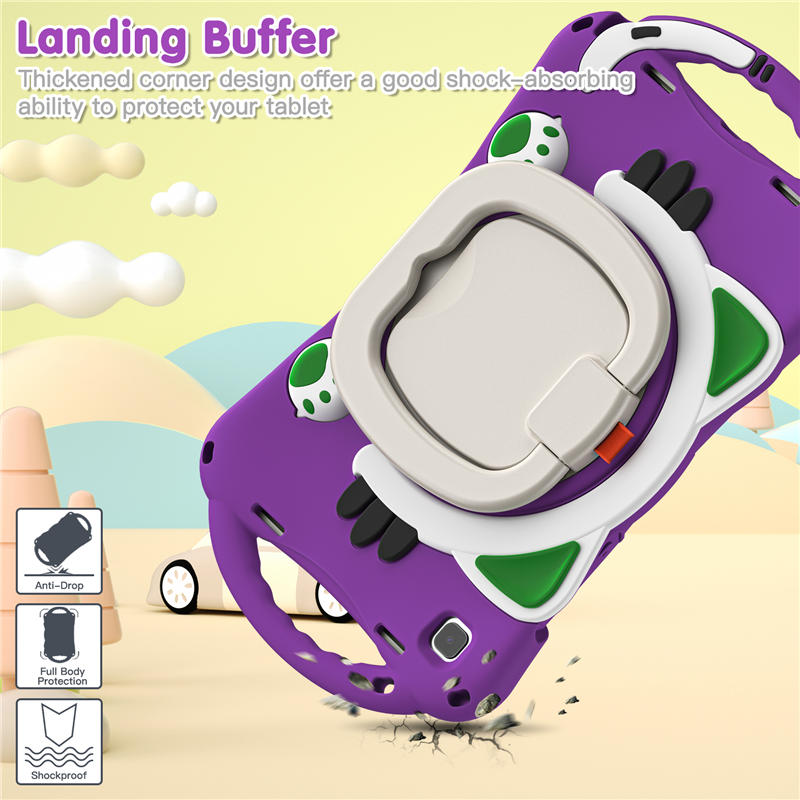 CatB Samsung Tablt Case for Tab A7 10.4 T500/T505/T507/T505N Shockproof Shoulder Strap Handle Stand-Purple