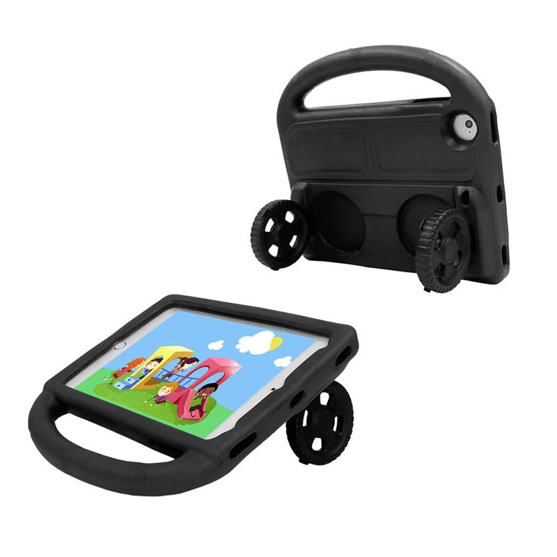 Wheel iPad Case For iPad Mini 1/2/3/4/5 Shockproof Stand Cover With Handle Stand-Black