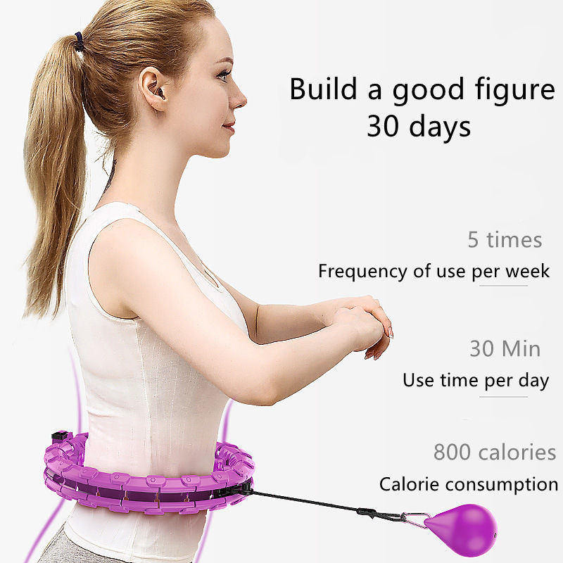 Smart Weighted Hoola Hoop 24 Detachable Knots Adjustable Size Exercise Hoops-Pink