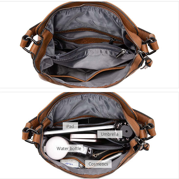 Handbags for Women Large Designer Ladies Hobo bag Bucket Purse Faux Leather-Brown