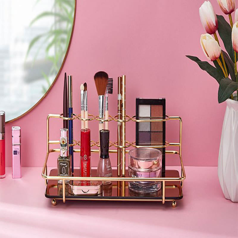 European Style Metal Cosmetic Storage Storage Rack For Bathroom Bedroom-GoldL