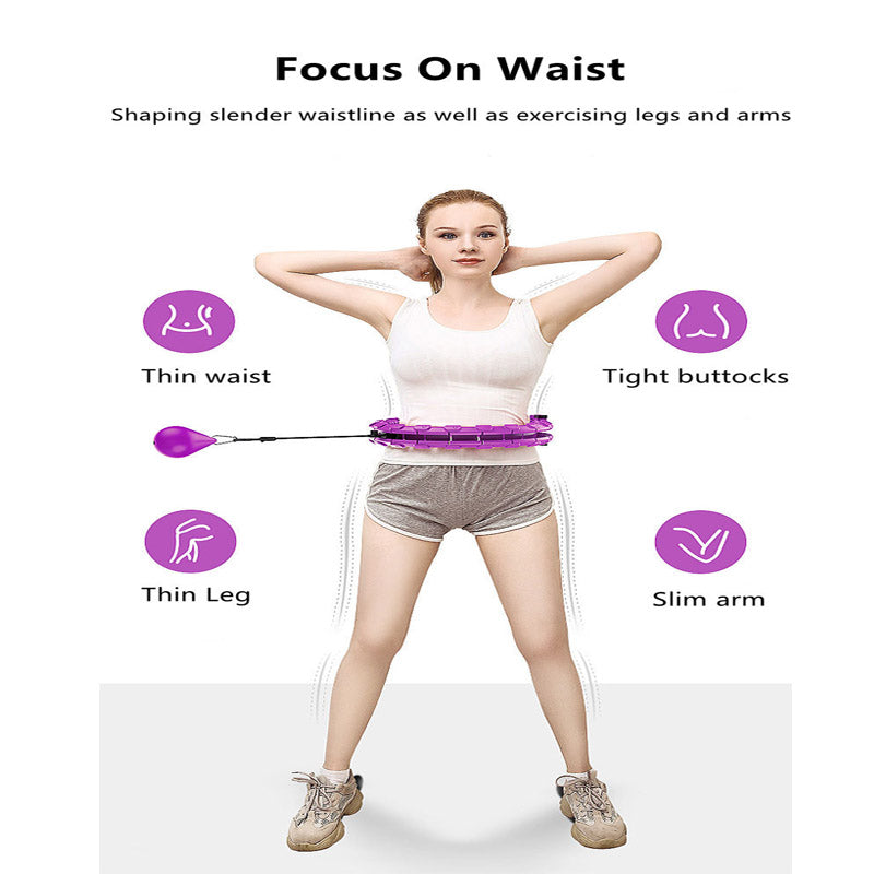 Smart Weighted Hoola Hoop 24 Detachable Knots Adjustable Size Exercise Hoops-Pink