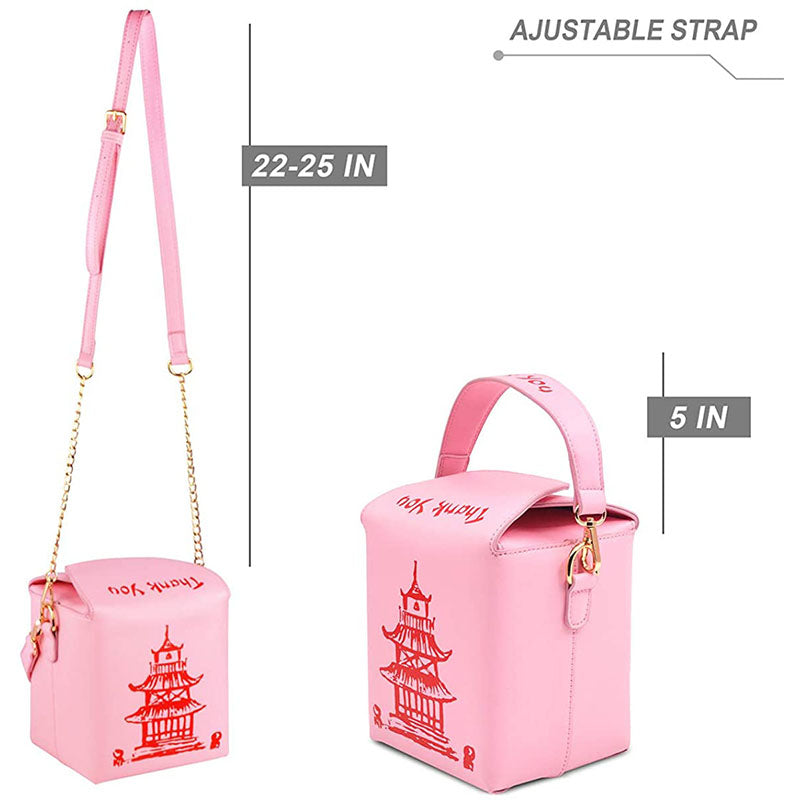 Fashion Crossbody Bag Chinese Takeout Box Style Clutch Bag for Girl-Pink