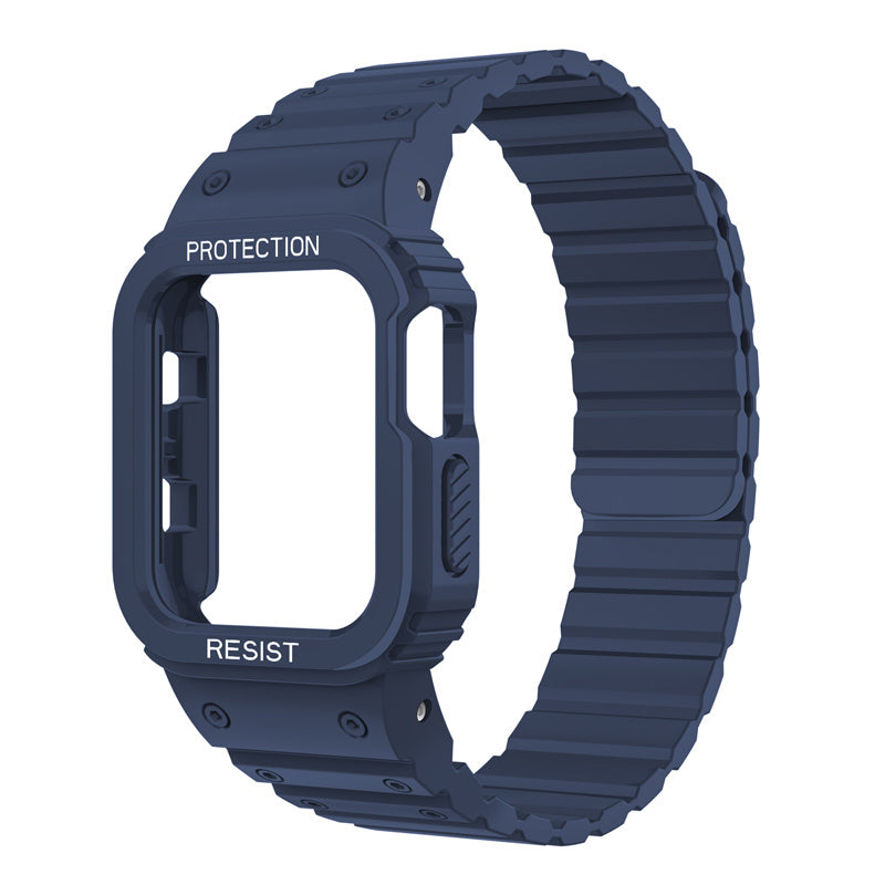 Magnetic Watch Band with Bumper Case Shockproof for Apple Watch-Blue