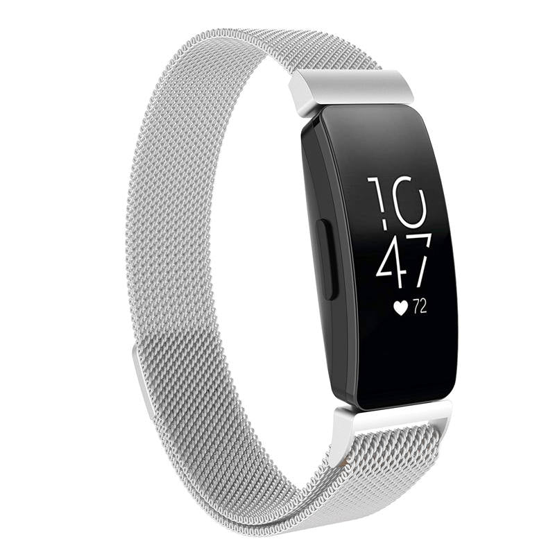 Stainless Steel Metal Replacement Strap Magnet Buckle For Fitbit Inspire HR-Silver