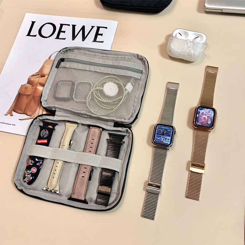 Watch Bands Storage Bag 6-11 Watch Strap Organizer Waterproof Travel Wirstband Pouch for iWatch Bands and Accessories-Grey
