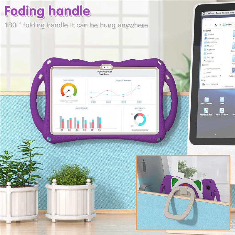 CatB Samsung Tablt Case for Tab A7 10.4 T500/T505/T507/T505N Shockproof Shoulder Strap Handle Stand-Purple