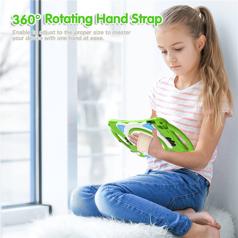 CatA iPad Silicone Case For iPad Pro 9.7 inch Air1/2 Built-in Handle Stand With a Strap-Green