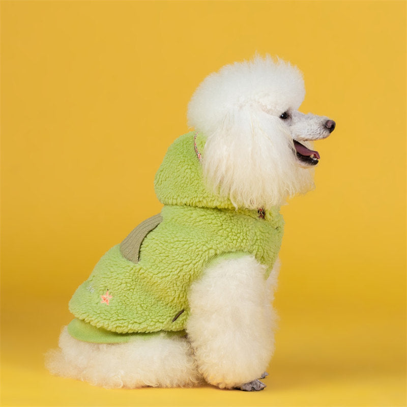 Dog Fleece Coat Hoodie Ultra Warm Thick Winter Jacket for Puppy-Green