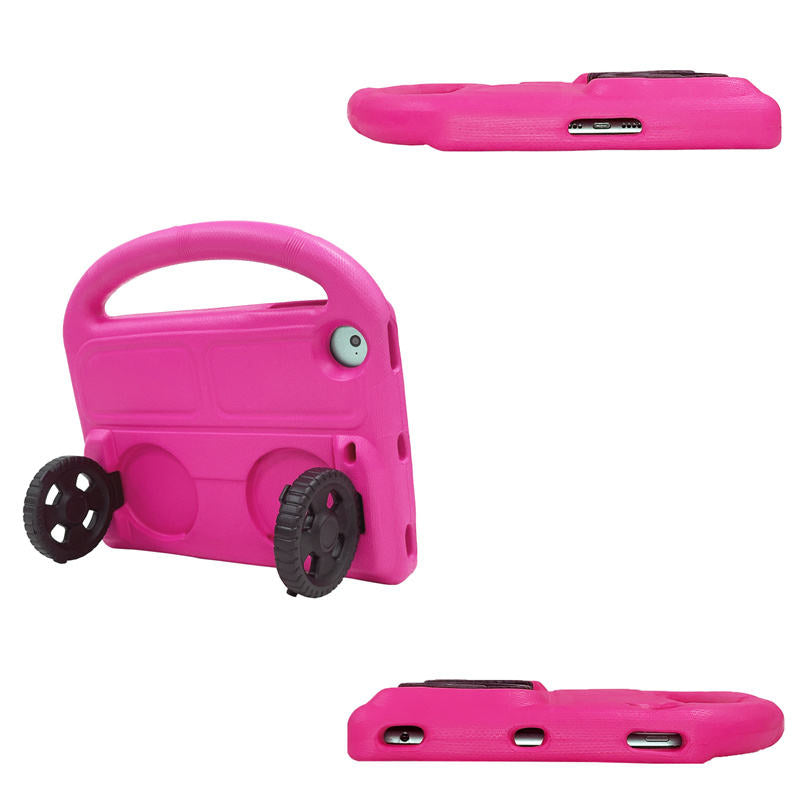 Wheel iPad Case For iPad Mini 1/2/3/4/5 Shockproof Stand Cover With Handle Stand-Rose