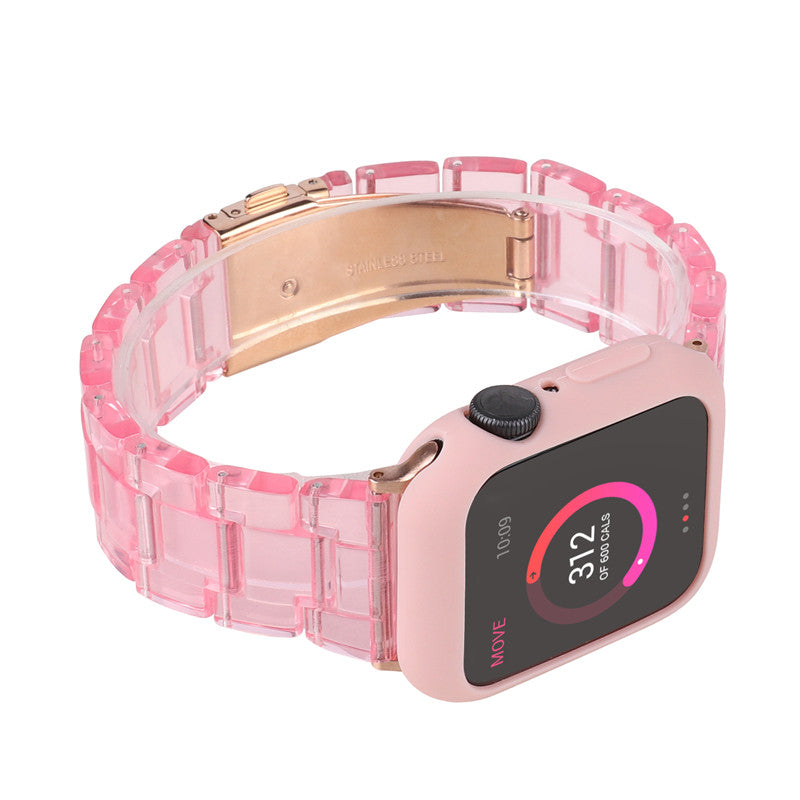 Fashion Resin Candy Watch Band + Watch Case For Apple Watch SE/6/5/4/3/2/1£¨Pink+Pink£©