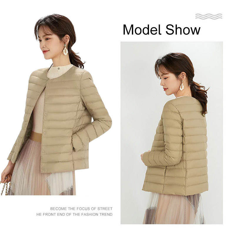 Womens Down Jacket Packable Lightweight Two Wear Waterproof Coat-Camel