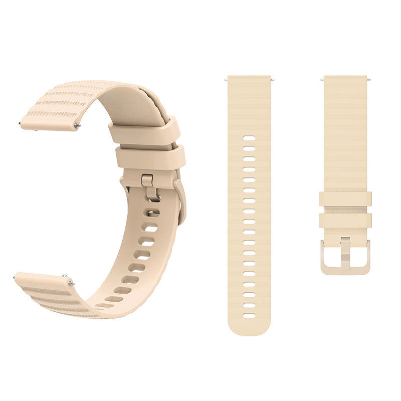 Silicone Watch Band Wave Pockmark for Samsung Cear S2 Huawei Watch GT-Beige