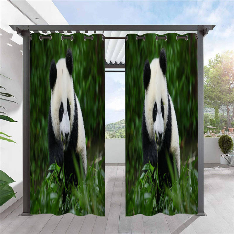 2 Panels Animal Print Pattern Window Drapes for Kids Bedroom-1