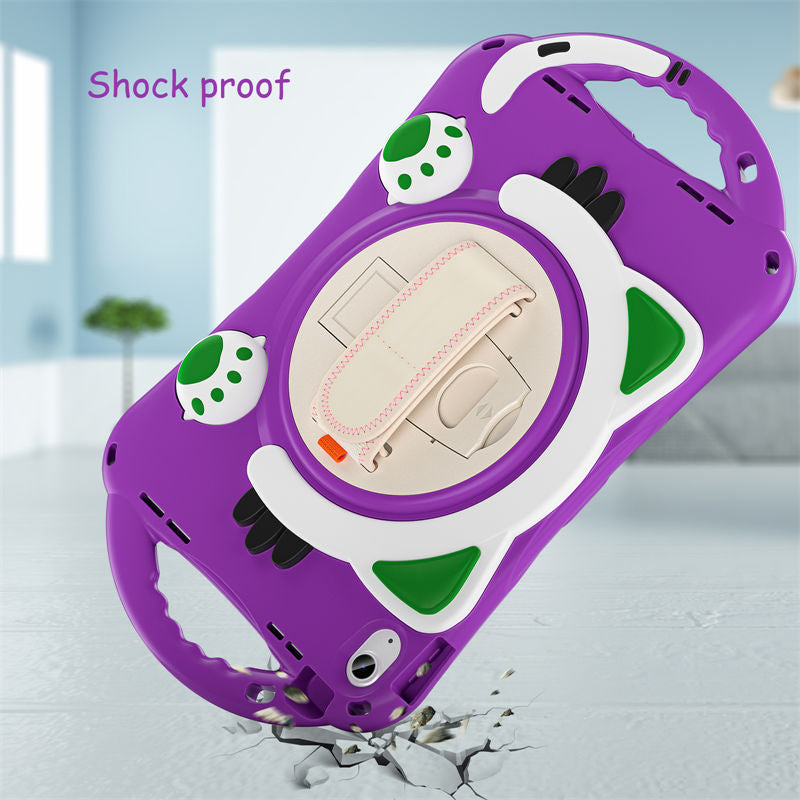 Cat Tablet Case For iPad 10th Rugged with Shoulder Strap-Purple