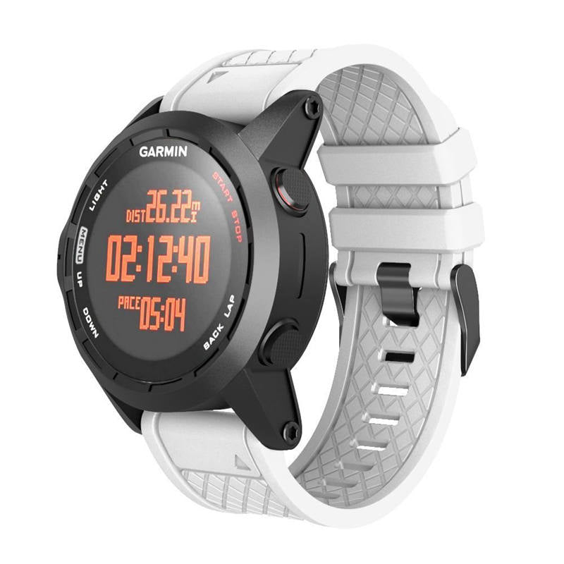 Soft Silicone Watch Strap For Garmin Fenix 2 Easy Fit 26mm Width Smart Watch Accessories Black Buckle-White