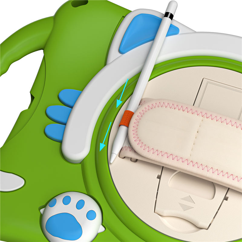 CatA iPad Silicone Case For iPad 10.2 Air10.5 Pro10.5 Built-in Handle Stand With a Strap-Green