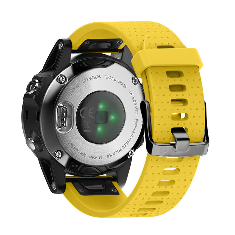Watch Band For Garmin Fenix Fenix 5S/ 5S Plus/6S/ 6S Pro Soft Silicone 20mm Replacement Strap Black Steel Buckle-Yellow