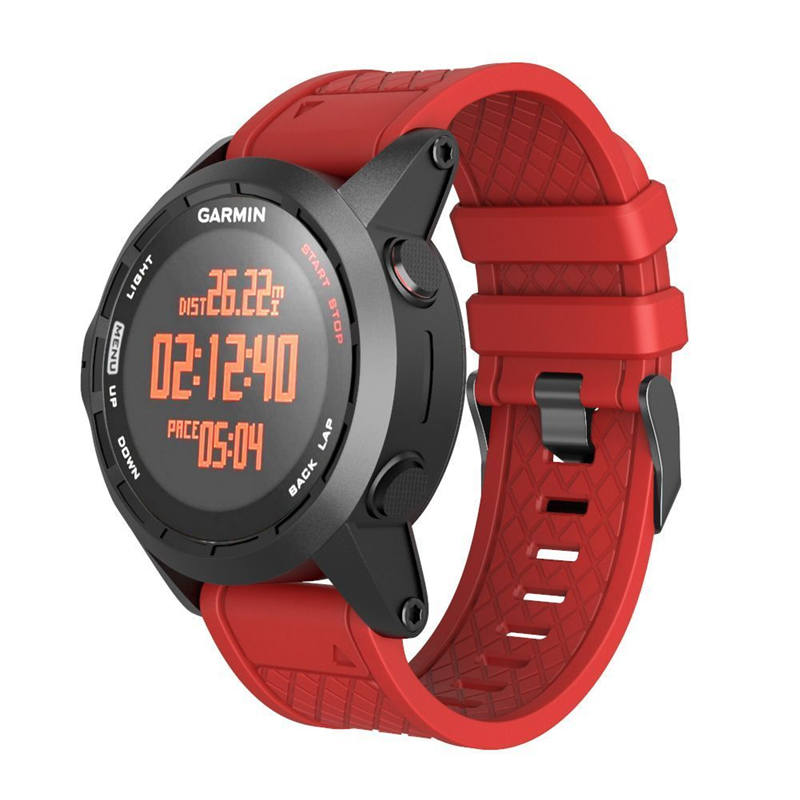 Soft Silicone Watch Strap For Garmin Fenix 2 Easy Fit 26mm Width Smart Watch Accessories Black Buckle-Red
