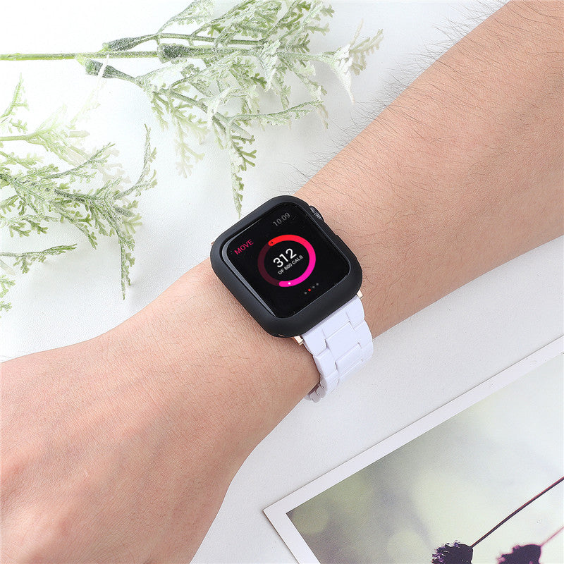 Fashion Resin Candy Watch Band + Watch Case For Apple Watch SE/6/5/4/3/2/1£¨White+black£©