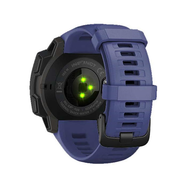 For Garmin Instinct Watchband Soft Silicone Adjustable Replacement Strap 22MM Black Steel Buckle-Dark Blue