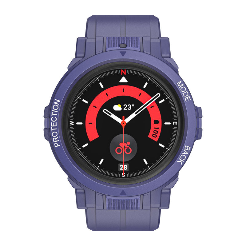TPU Rugged Watchbands with Protective Case for Samsung Galaxy Watch 5 Pro 45mm Watch 4-Blue