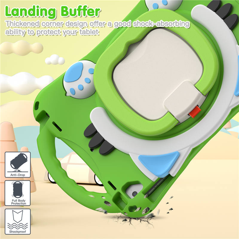 CatB Silicone Case For iPad Pro 9.7 inch Air1/2 Shockproof Shoulder Strap Handle Stand-Green