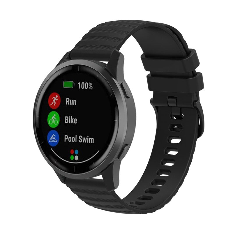 Silicone Watch Band Wave Pockmark for Samsung Cear S2 Huawei Watch GT-Black