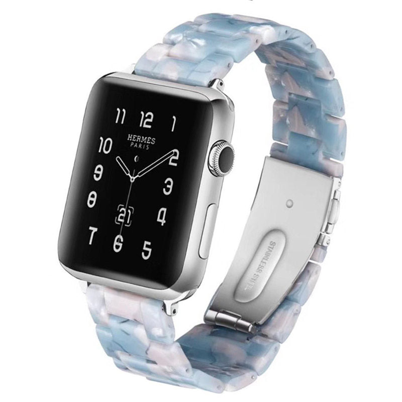 Fashion Resin iWatch Band with Stainless Steel Buckle for iWatch Series SE/6/5/4/3/2/1-SkyBlue