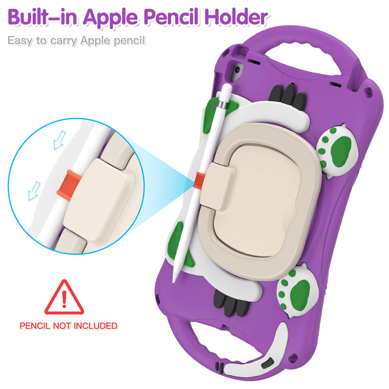 CatB Silicone Case For iPad Pro 9.7 inch Air1/2 Shockproof Shoulder Strap Handle Stand-Purple