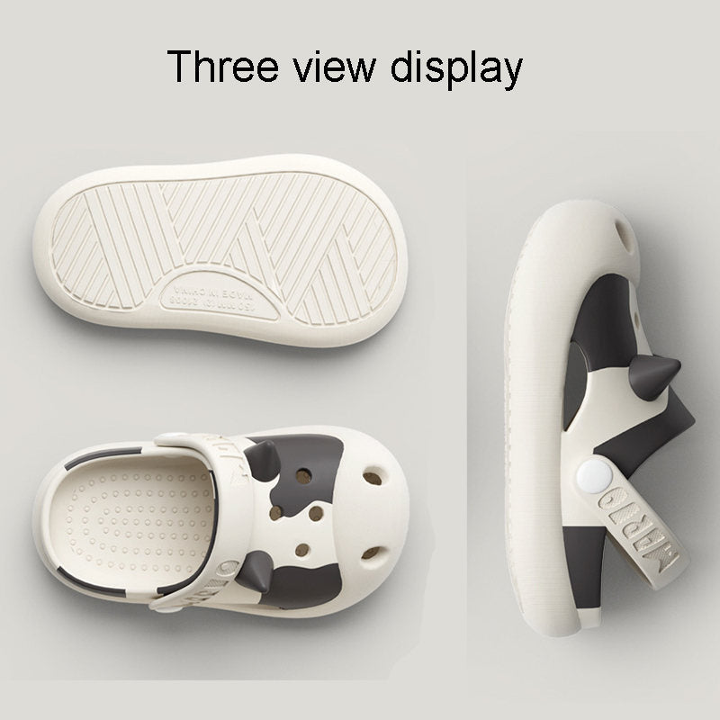 Cute Cow Garden Clogs for Kids Non-Slip Sandals Indoor/Outdoor-White