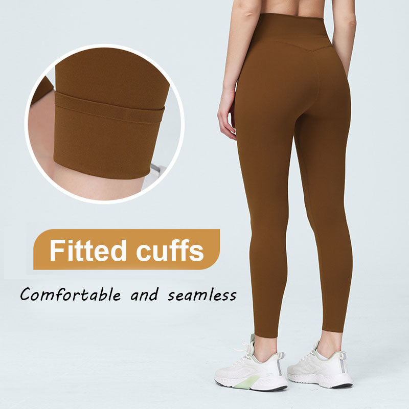 Womens Yoga Pants Breathable Naked Feeling Fitness Leggings-Brown