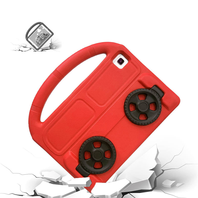 Wheel Samsung Tablet Case For Tab S P6 Lite/A7 (2020)/S5E (2019) Shockproof Stand Cover With Handle Stand-Red