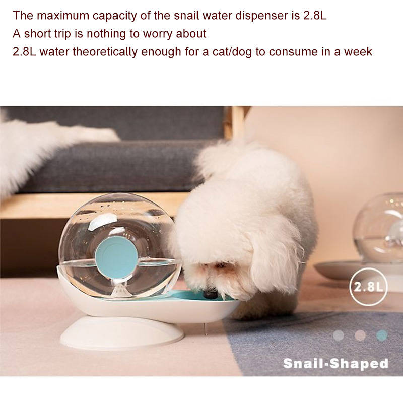 Pet Water Dispenser Bubble Snail Shaped Water Feeder Automatic Drinking-Green