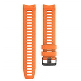 For Garmin Instinct Watchband Soft Silicone Adjustable Replacement Strap 22MM Black Steel Buckle-Orange