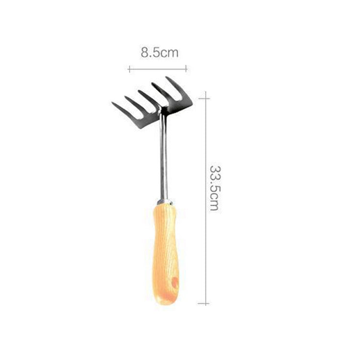 Home & Living33.5cm Garden Bow Rake with 5 Steel Tines Hand Tiller Garden Tool for Weeding and Loosens Soil