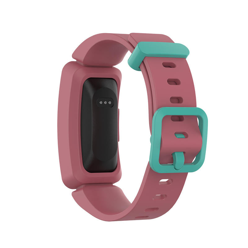 Silicone Watch Band For Fitbit Inspire/Inspire HR/ACE 2-Watermelon Red+Teal Buckle