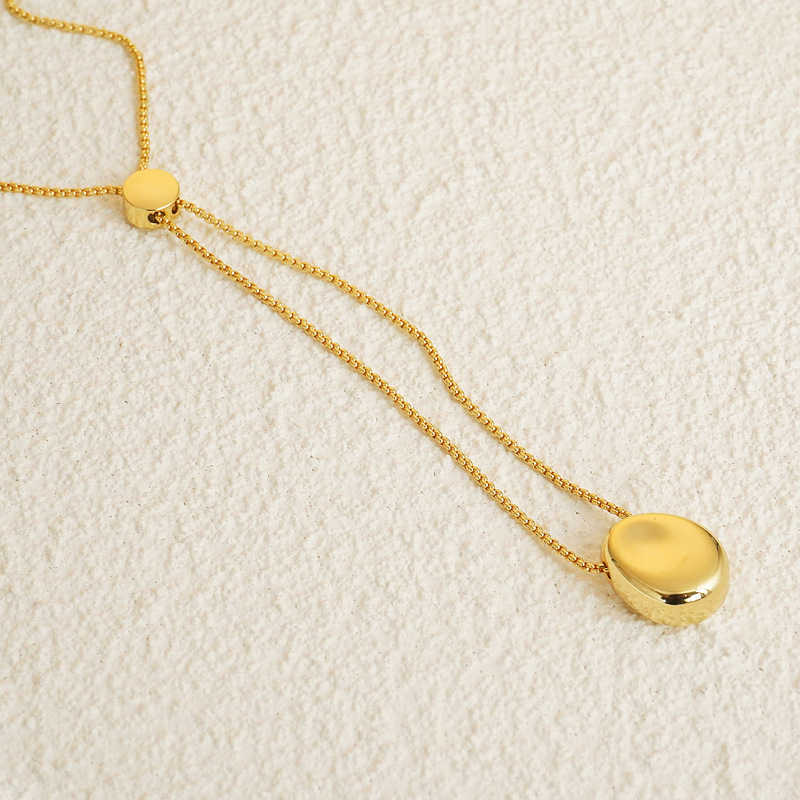 Oval Pendant Adjustable Chain Necklace Womens Fashion Jewelry