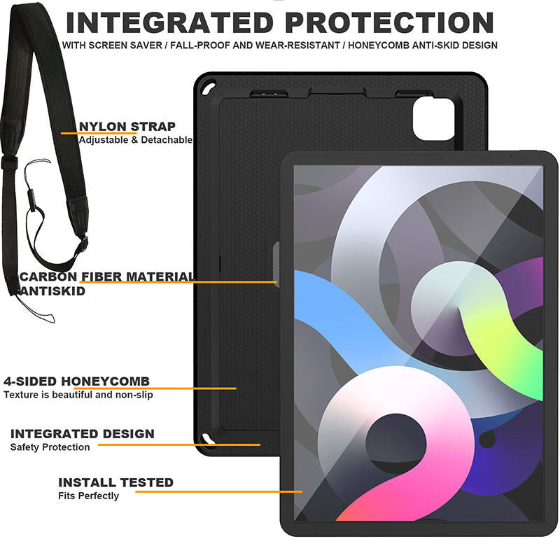 iPad Case With Handle Stand Shoulder Strap for
iPad Pro 2018/2020 11 inch-Black