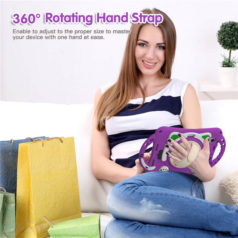 CatA iPad Silicone Case For iPad Mini 6 Built-in Handle Stand With a Strap-Purple
