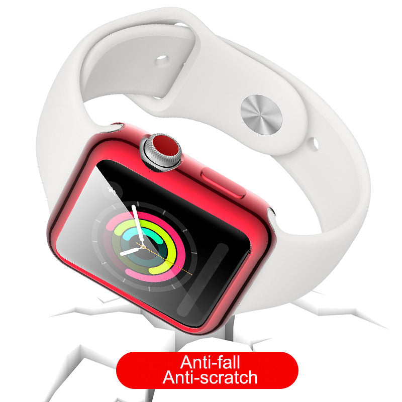 TPU Plated Cover Scratch-Proof Smartwatch Protective Case for iWatch Series SE/6/5/4/3/2/1-Red
