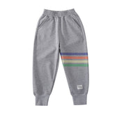 Girls Joggers Long Pants Pockets Outdoor Casual Trousers Rainbow-Gray