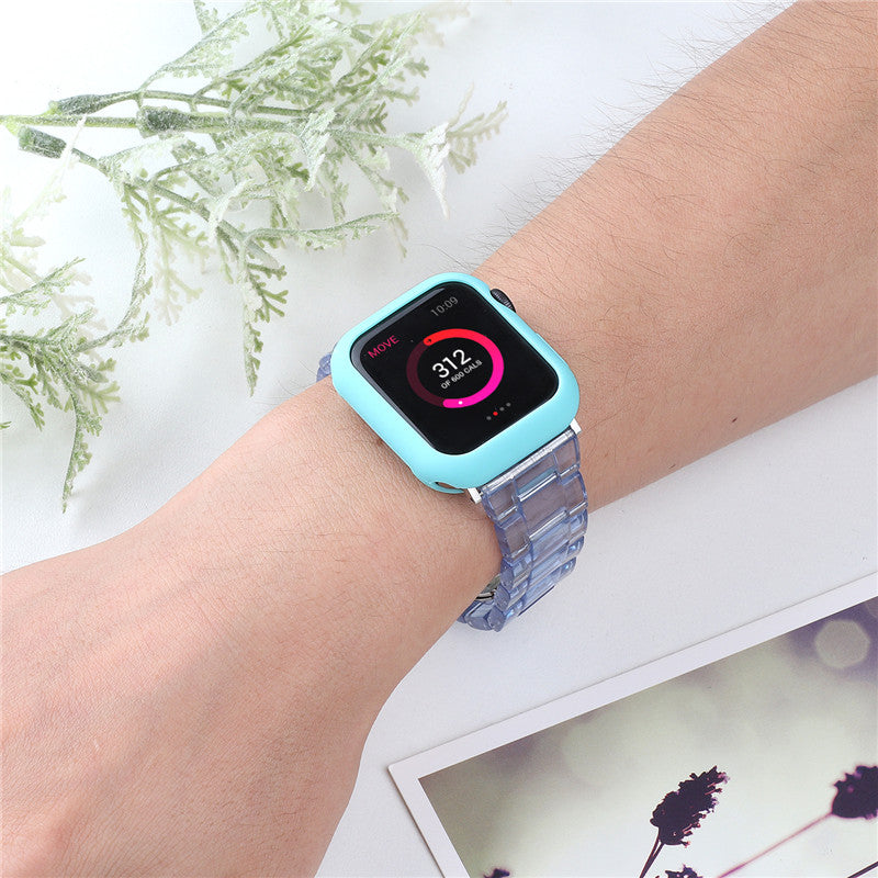 Fashion Resin Candy Watch Band + Watch Case For Apple Watch SE/6/5/4/3/2/1£¨Blue+Mintgreen£©