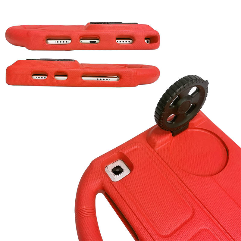 Wheel Samsung Tablet Case For Tab S P6 Lite/A7 (2020)/S5E (2019) Shockproof Stand Cover With Handle Stand-Red
